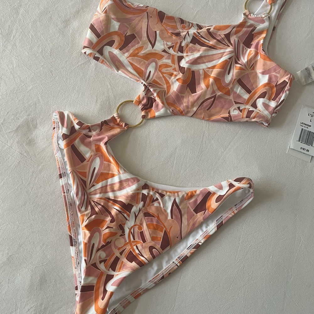 NWT L*Space X Tessa Brooks One-Shoulder Cutout Swimsuit Monokini One-piece